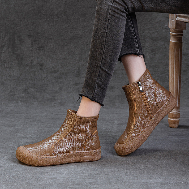 Women's Casual Round Toe Zipper Ankle Boots – Everyday Style