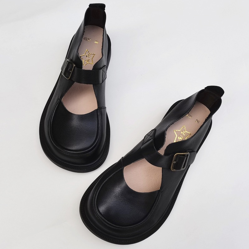 Genuine Leather Big Toe Box Breathable Non-Slip Handmade Mary Jane Women's Shoes