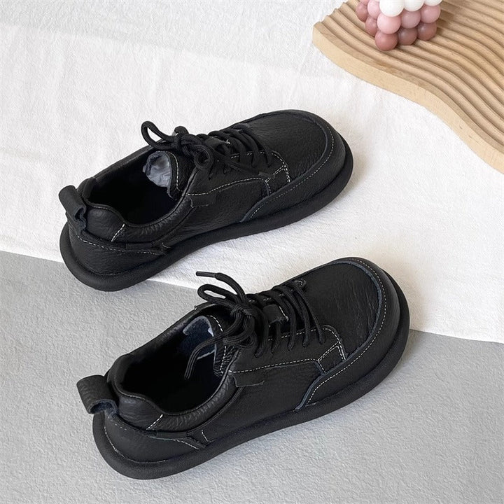 Women's Vintage Leather Lace-Up Flat Casual Shoes