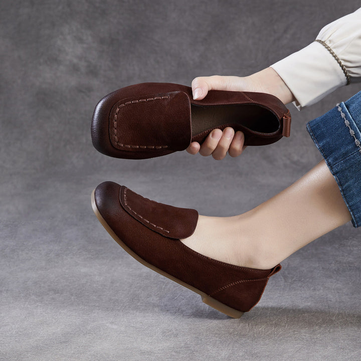 Women's Leather Soft-Sole Retro Casual Flats — Everyday Walking Shoes