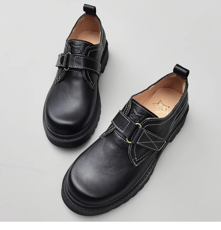 Womens Genuine Leather JK Uniform Shoes Loafers for Wide & Fat Feet