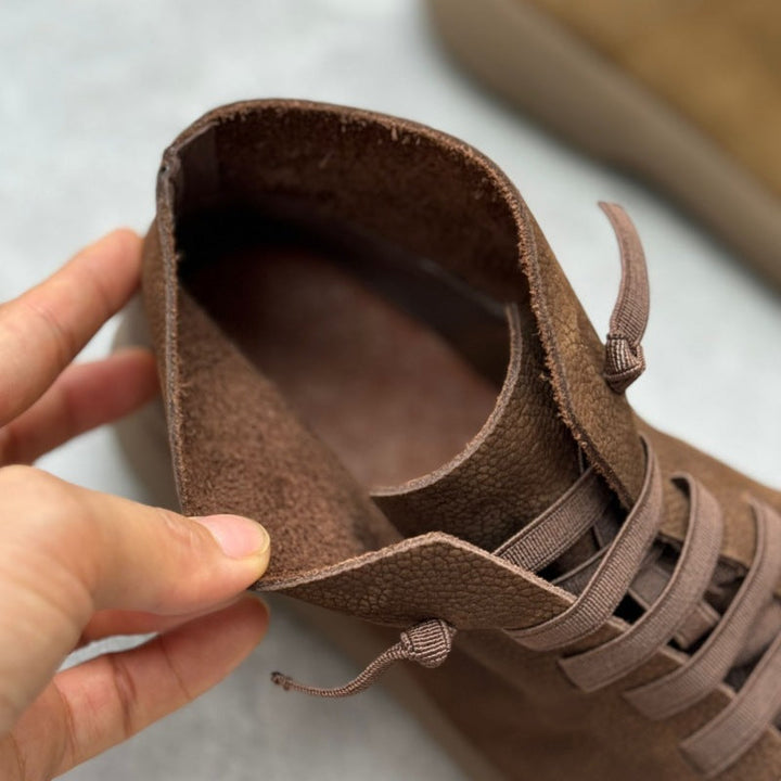 Women's Casual Leather Ankle Boots – Flat Comfortable Short Boots