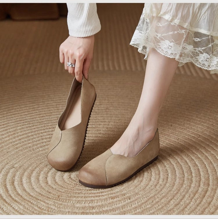 Genuine Leather Casual Comfortable Daily Overalls Glove Shoes Women's Shoes