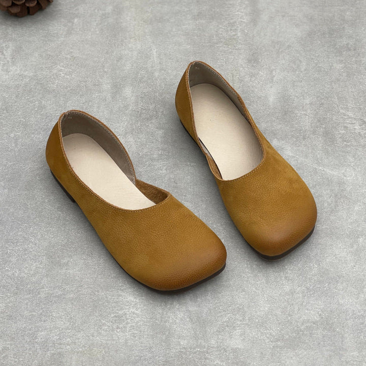 Women’s Handmade Leather Slip-On Flats – Asymmetric Comfortable Casual Shoes