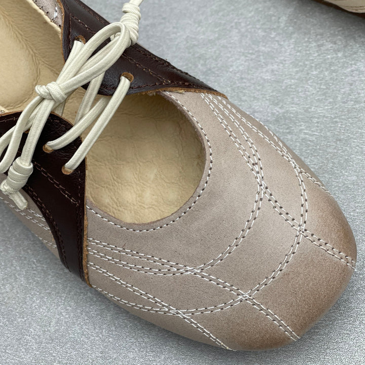 Womens Retro Leather Lace-up Mary Jane Flats Vintage Casual Walking Shoes