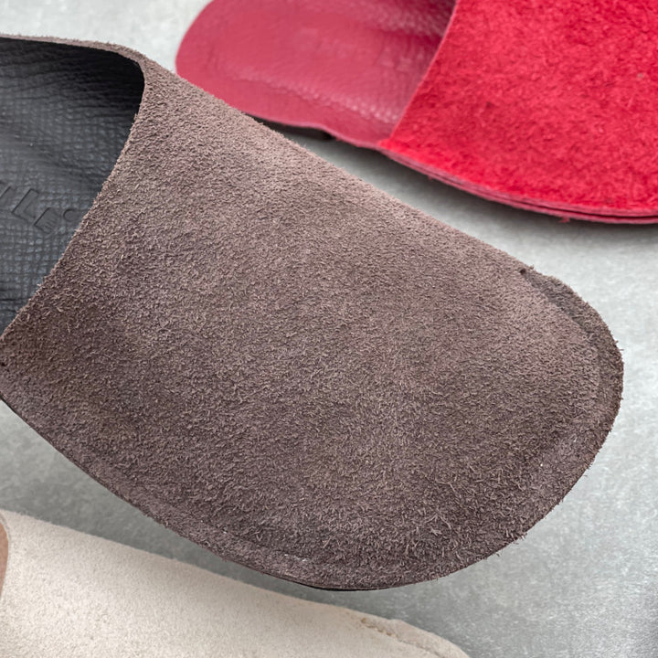 Women's Leather Closed Toe Mules Retro Slip-on Flats Slippers Vintage Slide Summer