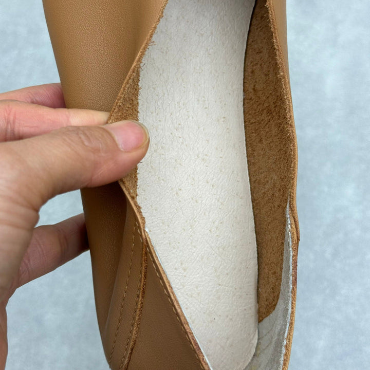 Women’s Handmade Leather Square Toe Flats – Vintage Slip-On Casual Shoes