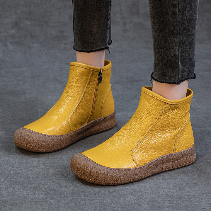 Women's Casual Round Toe Zipper Ankle Boots – Everyday Style