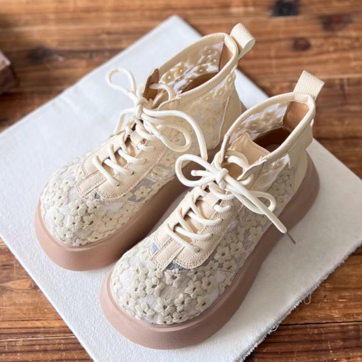 Women's Literary Style Summer Lace Mesh Platform Boots