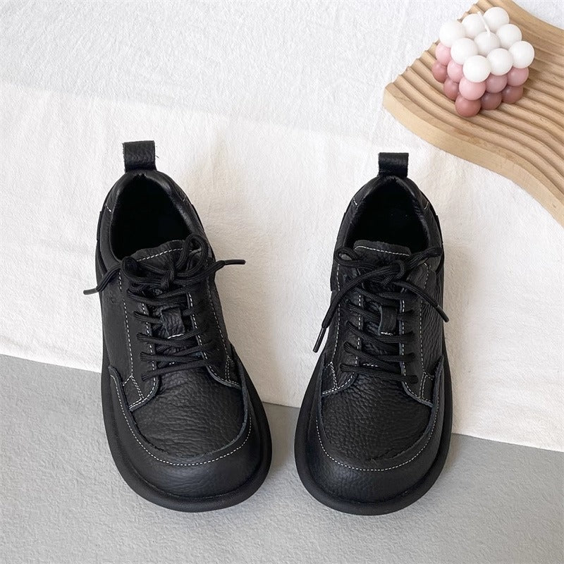 Women's Vintage Leather Lace-Up Flat Casual Shoes