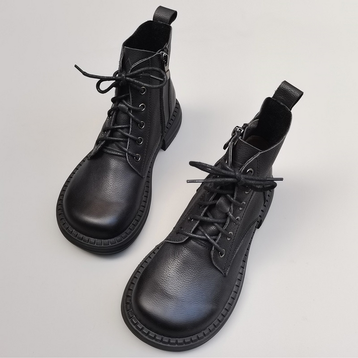 Wide-toe Box Handmade Genuine Leather Ankle Boots Casual Comfortable Women's Shoes