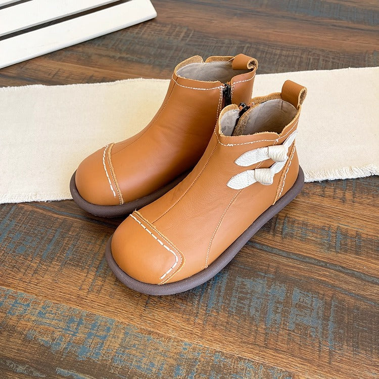 Women's Everyday Casual Ankle Boots – Patchwork Design with Side Zip