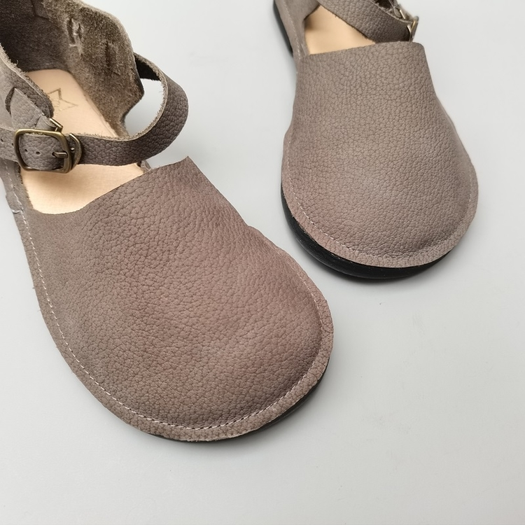 Handmade Genuine Leather Big Toe Box Sandals Ankle Strap Women's Shoes