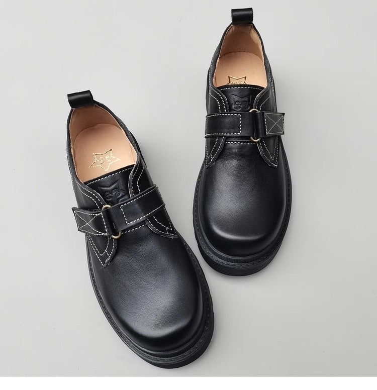 Womens Genuine Leather JK Uniform Shoes Loafers for Wide & Fat Feet