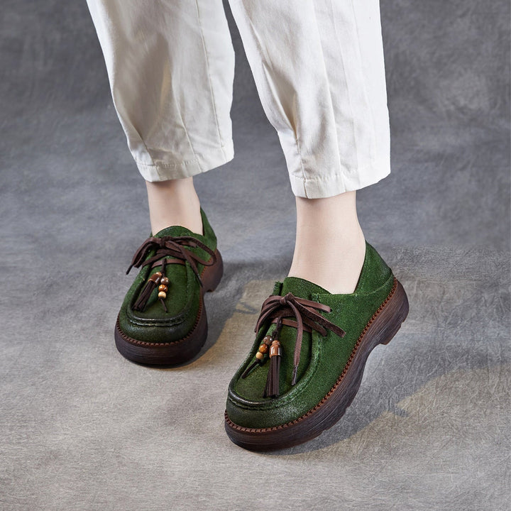 Women’s Suede Tassel Lace-Up Platform Shoes – Casual Everyday Style
