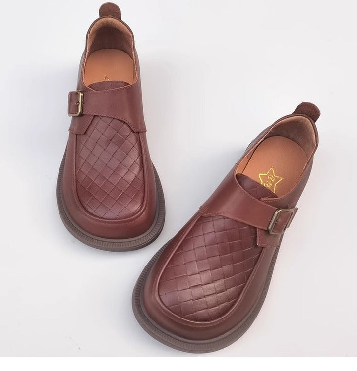 Genuine Leather Women's Loafers - Wide Fit & Big Toe Box British Style Slip-On