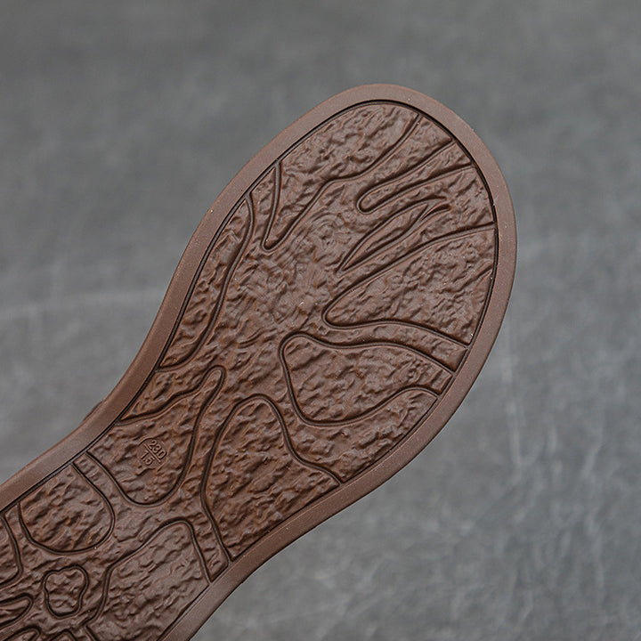 Women's Comfortable Leather Ankle Boots – Low Heel with Side Zipper