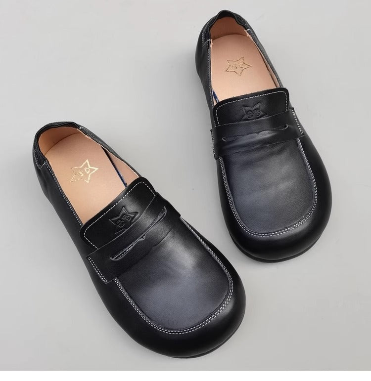 Genuine Leather Women's Flats with Wide Fit & Big Toe Box