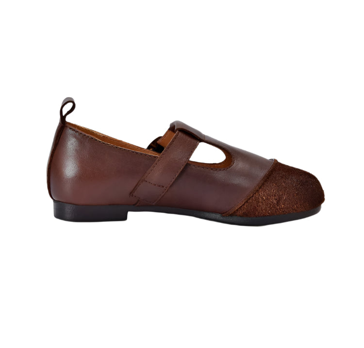 Vintage Literary Handmade Leather Round Toe T Buckle Mary Jane Women's Shoes