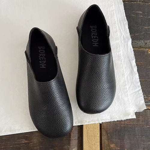 Women's Wide Round Toe High-vamp Comfort Slip-On Flats