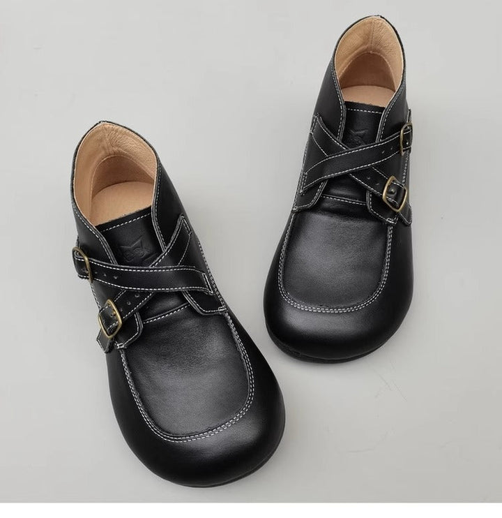 Womens Big Toe Box Genuine Leather Wide Fit Ankle Boots - Comfort Shoes for Wide/High Instep Feet