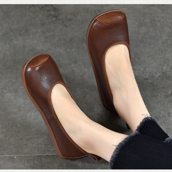 Comfortable Women's Slip-On Square-Toe Flats – Soft Casual Shoes