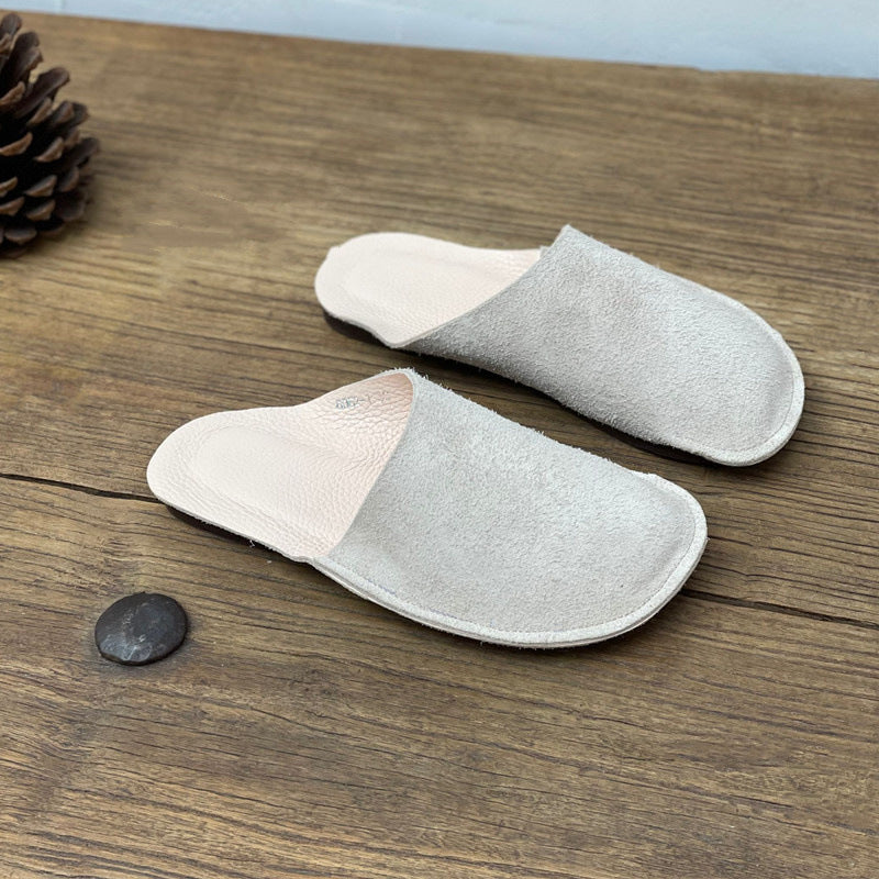 Women's Leather Minimalist Slant Cut Comfort Mule Shoes