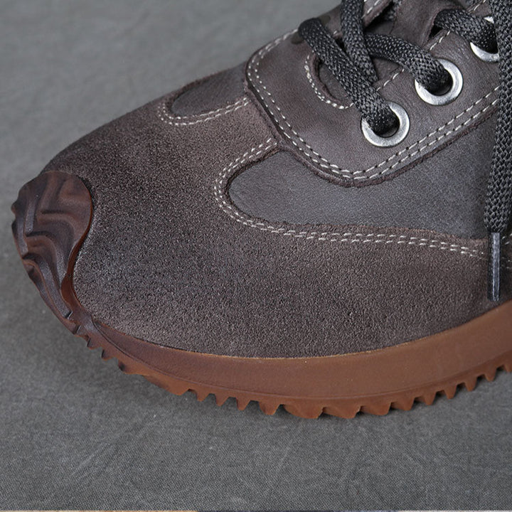 Women's Flat Leather Patchwork Casual Tennis Shoes Sneakers