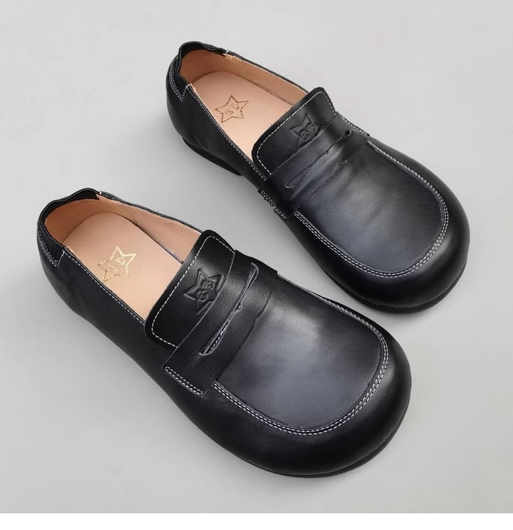Genuine Leather Women's Flats with Wide Fit & Big Toe Box