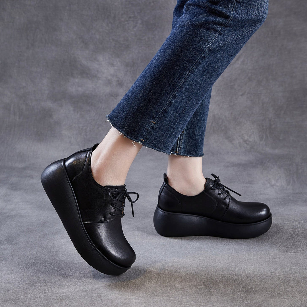 Women's Leather Platform Sneakers - Ultra-Lightweight EVA Sole