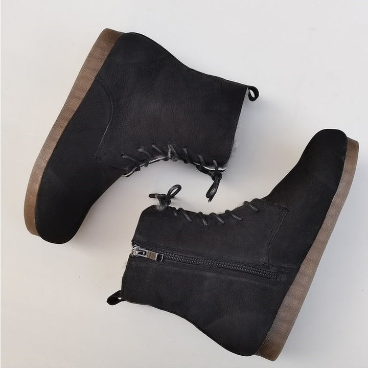 Women's High-Top Winter Boots – Vintage Handmade Cowhide Warm & Comfortable