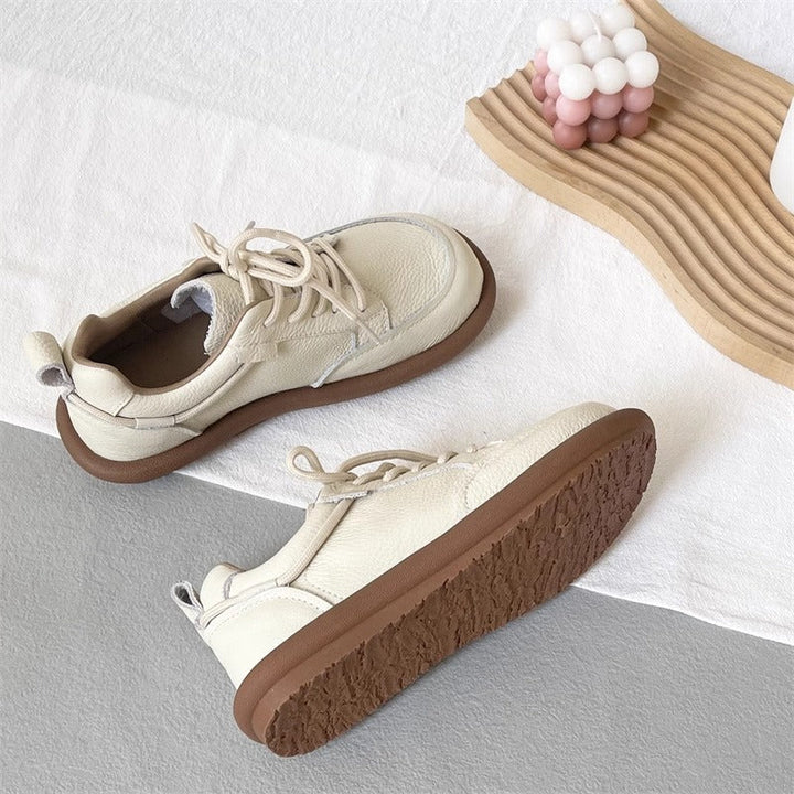 Women's Vintage Leather Lace-Up Flat Casual Shoes