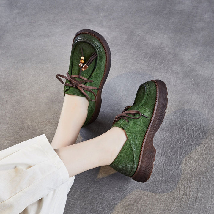 Women’s Suede Tassel Lace-Up Platform Shoes – Casual Everyday Style