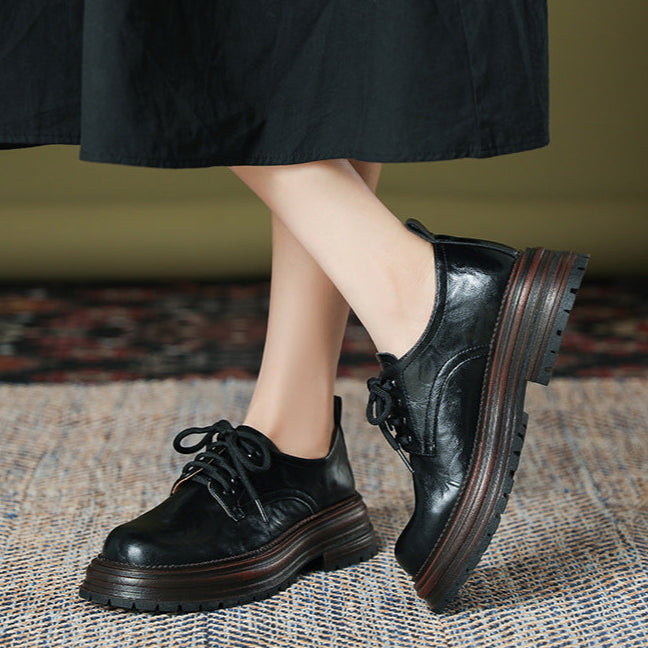 Women's Platform Lace-up Casual Loafers