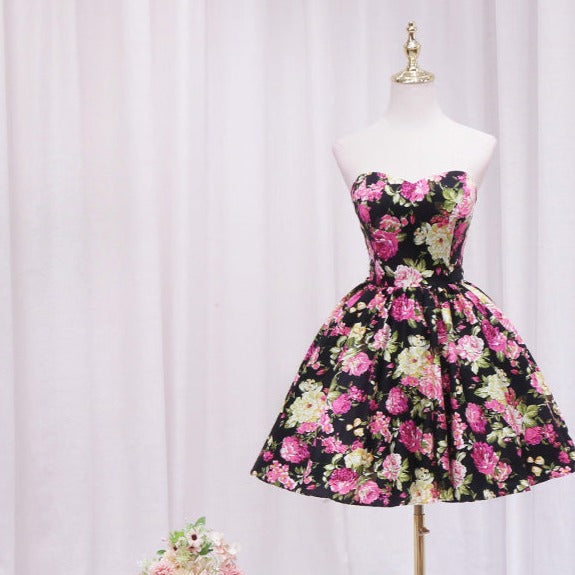 Vintage Floral Short Gown Homecoming Dress