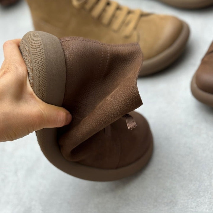 Women's Casual Leather Ankle Boots – Flat Comfortable Short Boots