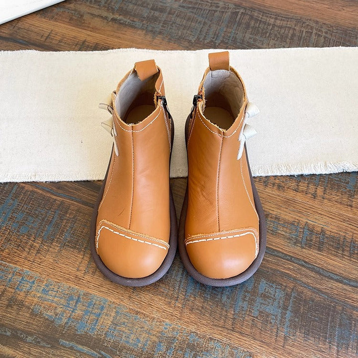 Women's Everyday Casual Ankle Boots – Patchwork Design with Side Zip