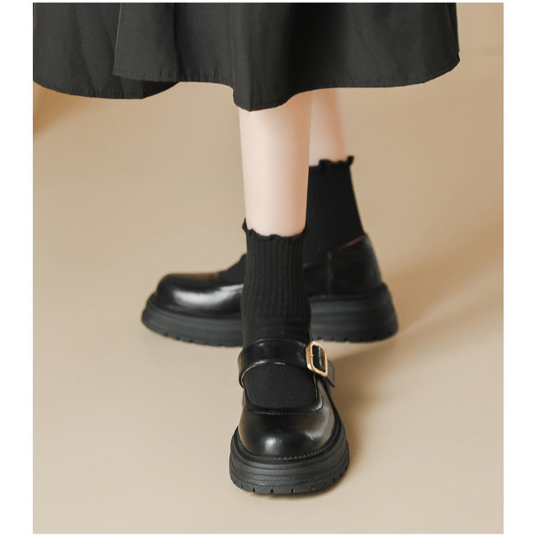Platform Leather Comfortable Low Heel Mary Jane Women's Shoes