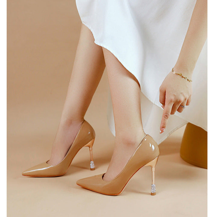 Women's Patent Leather Pointed Toe Stiletto Heels Pumps
