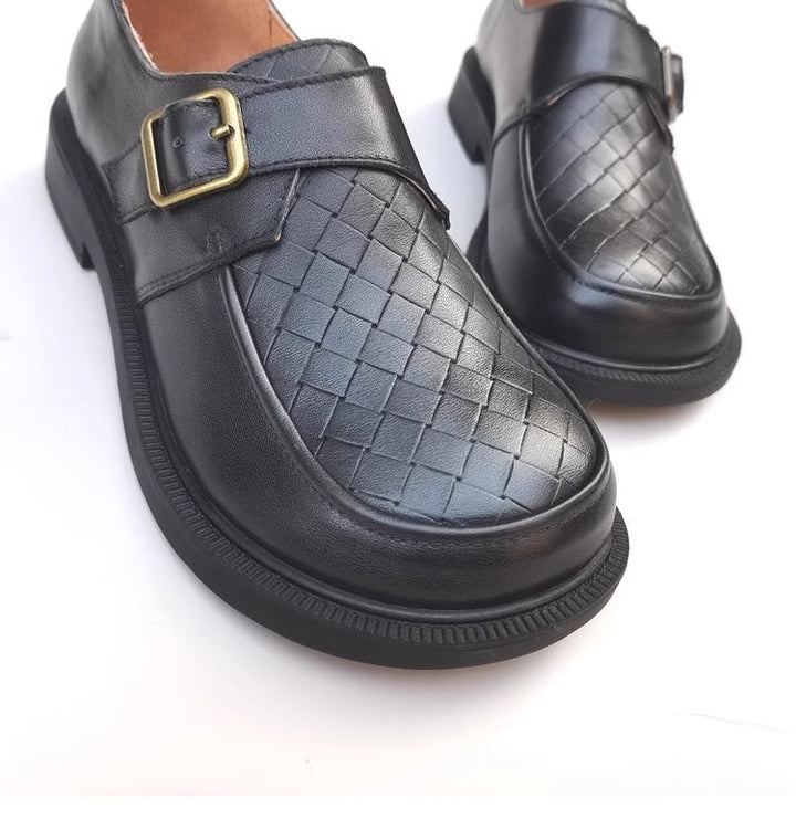 Genuine Leather Women's Loafers - Wide Fit & Big Toe Box British Style Slip-On