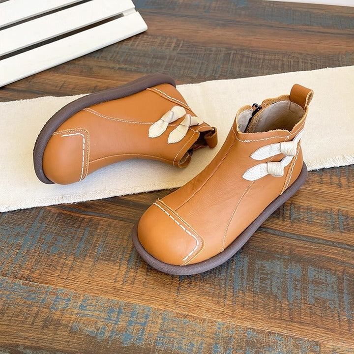 Women's Everyday Casual Ankle Boots – Patchwork Design with Side Zip