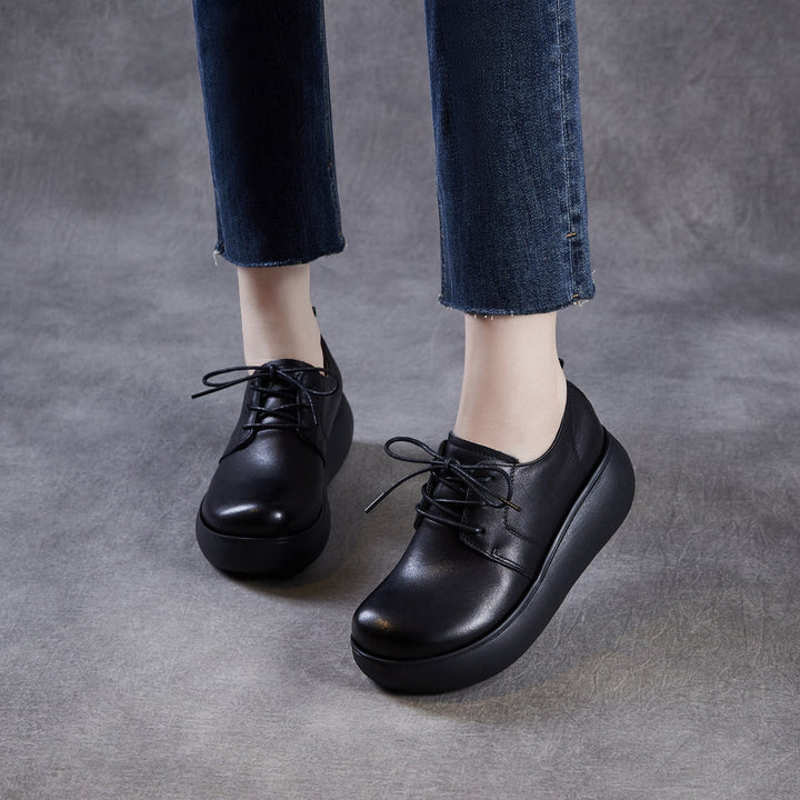 Women's Leather Platform Sneakers - Ultra-Lightweight EVA Sole