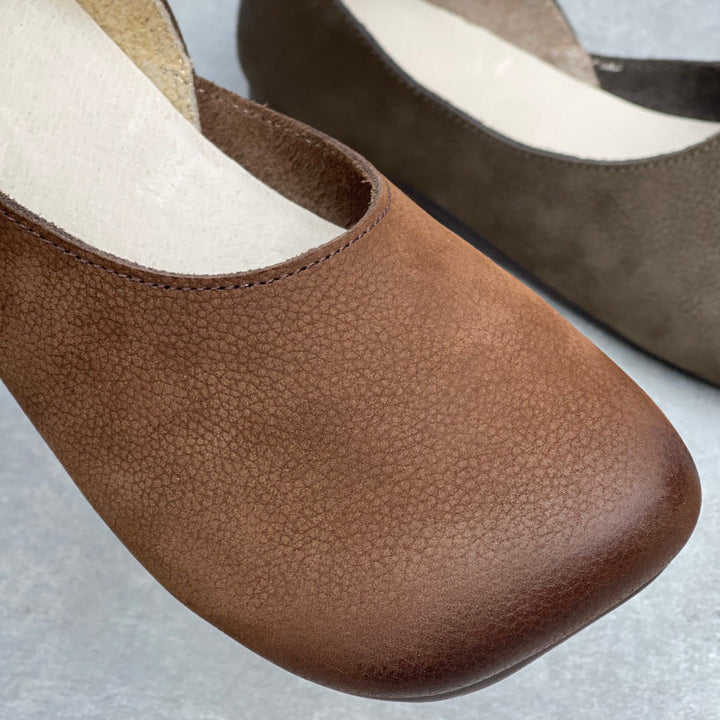 Women’s Handmade Leather Slip-On Flats – Asymmetric Comfortable Casual Shoes