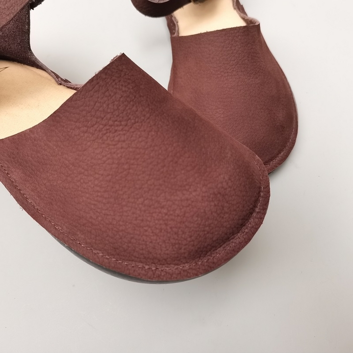 Handmade Genuine Leather Big Toe Box Sandals Ankle Strap Women's Shoes