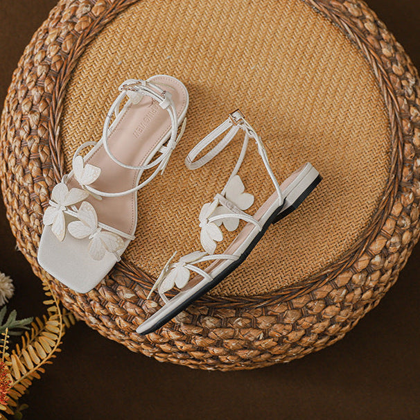 Women Summer Wedding Three-dimensional Bow Decoration Romantic Style Sandals