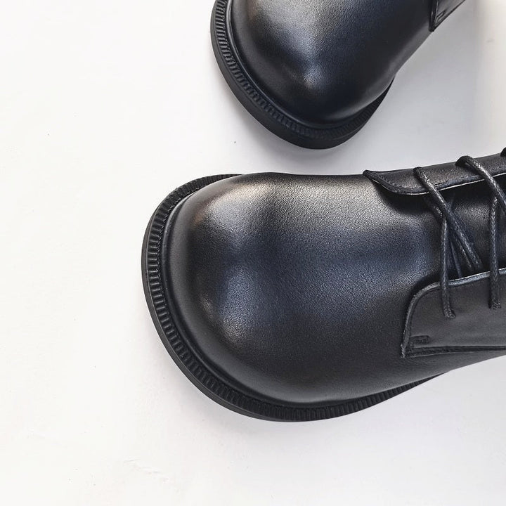 Women's Leather Shearling Ankle Boots – Wide Toe Winter Warm Boots