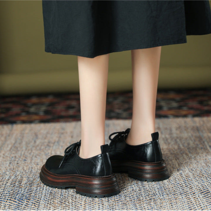 Women's Platform Lace-up Casual Loafers