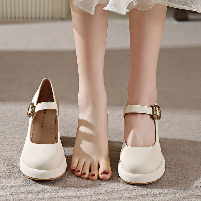 Women's Mary Jane Heels – Chunky Round Toe Stylish Dress Shoes