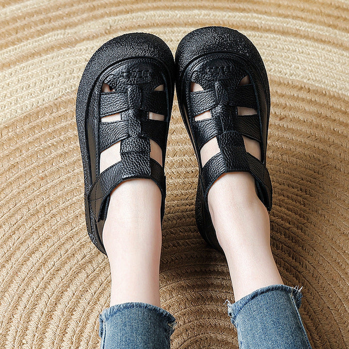 Women's Sandals Platform Velcro Hollow-Out Walking Shoes Fisherman Flats Barefoot-Friendly Summer Shoes