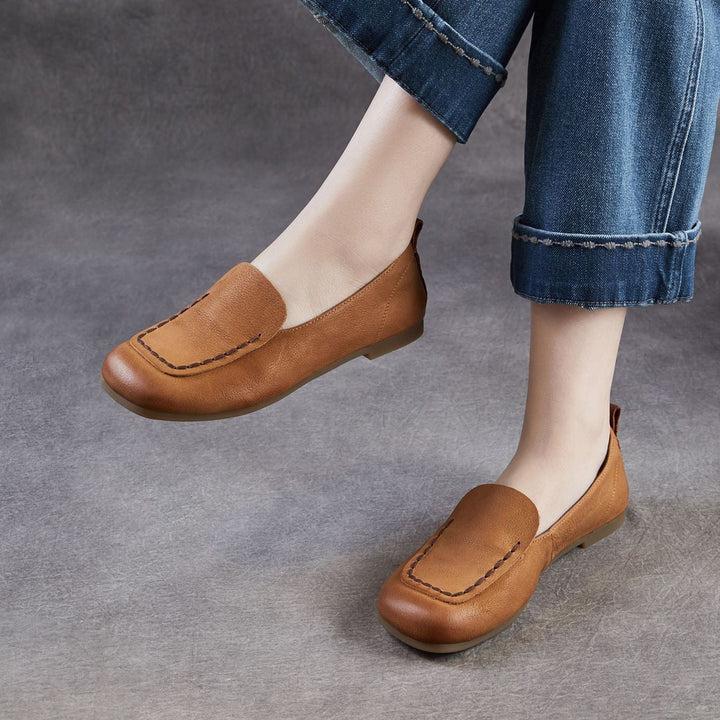 Women's Leather Soft-Sole Retro Casual Flats — Everyday Walking Shoes
